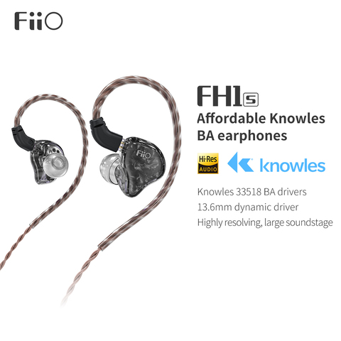 FiiO FH1s hi-res 1BA + 1DD(Knowles 13.6mm dynamique) écouteurs intra-auriculaires IEM avec câble détachable 2pin/0.78mm pour la musique populaire ► Photo 1/6