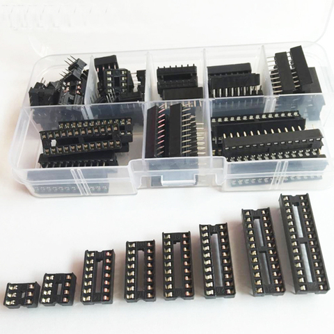 66 pièces/lot connecteur IC prises DIP6/8/14/16/18/20/24/28 broches pour NE555 74HC IC adaptateur Kit de prise de Type à souder Kit de prise ► Photo 1/2