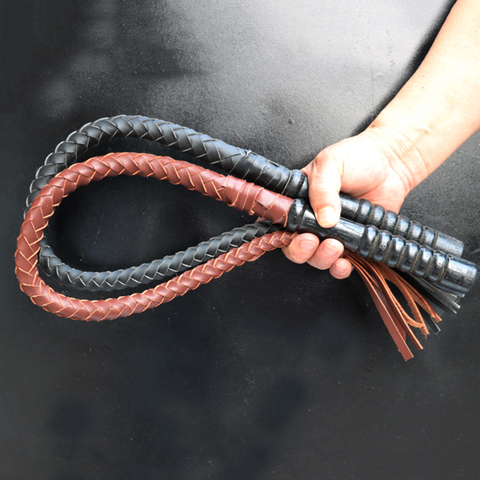 Peau de vache équitation récolte 70cm/80cm de Long anti-dérapant manche en bois équitation fouets pour les courses de chevaux équipement équestre ► Photo 1/5