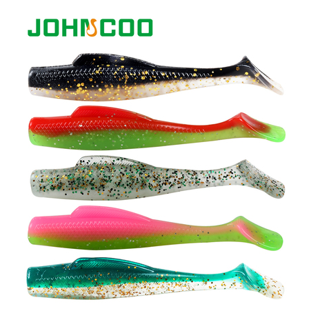 JOHNCOO 12 pièces TPR appâts souples 80mm 5g queue de pagaie souple leurres de pêche appâts artificiels en Silicone appâts souples ► Photo 1/6