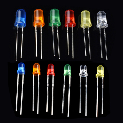 Lampe DIP à composants électroniques, Kit assorti de 3MM 5MM, lumière rouge orange jaune vert bleu blanc ► Photo 1/6