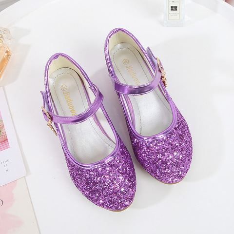 ULKNN – chaussures de princesse en cuir rouge pour filles, talons hauts violets, bout rond 1-3CM, fête de mariage pour enfants ► Photo 1/6