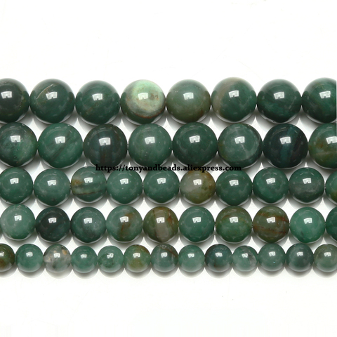 Jades vertes naturelles africaines, perles rondes en vrac, taille au choix 4 6 8 10 12MM pour la fabrication de bijoux ► Photo 1/1