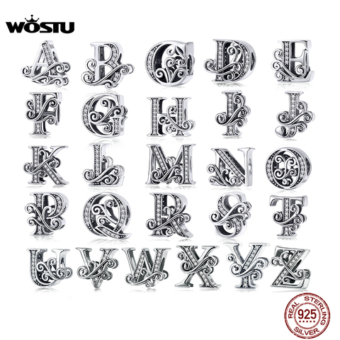 WOSTU 925 argent Sterling 2022 A-Z 26 lettres perles éblouissantes pour Bracelet à breloques Original pendentif Bracelet pour femmes bijoux CTC030 ► Photo 1/6