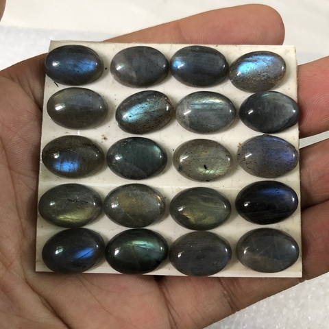 Perle de Labradorite bleue Flash, Cabochon ovale 10x14mm, perle en pierre pour la fabrication de bijoux 2 pièce/pack ► Photo 1/6