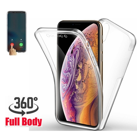 Coque Double en Silicone pour iphone, étui de protection avant et arrière en TPU pour iphone SE 2022, 6, 7, 8 plus, 12, mini, 11 pro, X, XR, XS MAX, 360 ► Photo 1/6