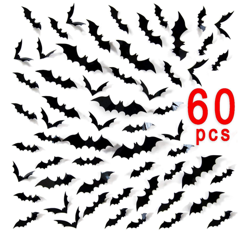 Halloween décoration 3D noir PVC chauve-souris Halloween fête bricolage décor mur autocollant barre chambre Halloween fête effrayant Decos accessoires ► Photo 1/6