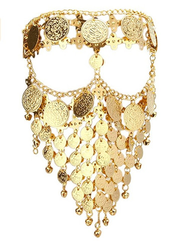 Couvre-chef en métal pour femmes, couvre-chef de reine égyptienne cléopâtre pour spectacle, bijoux chaîne de coiffure en or ► Photo 1/6