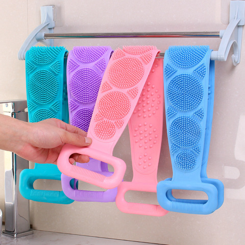 Silicone dos épurateur doux luffa serviette de bain ceinture de bain corps exfoliant Massage pour douche corps nettoyage salle de bain douche sangle ► Photo 1/6