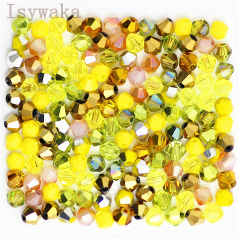 Isywaka U choix 100 pièces 4mm Bicone autriche perles de cristal breloque perles de verre perles entretoises en vrac pour la fabrication de bijoux à bricoler soi-même ► Photo 1/6