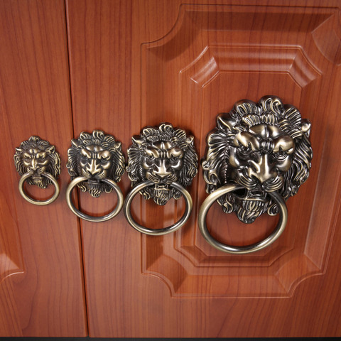 DRELD Vintage tête de Lion armoire boutons et poignées porte de meubles meubles anciens poignées armoire tiroir tirer poignée bouton anneau ► Photo 1/6