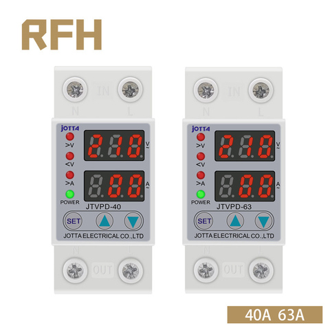 Dispositif de protection, relais réglable sur tension et sous tension réglable, 40A 63a 230V Din Rail ► Photo 1/5