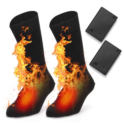 Chaussettes chauffantes électriques batterie Rechargeable pour les pieds chroniquement froids femmes hommes hiver ski en plein air cyclisme Sport chaussettes thermiques ► Photo 1/6