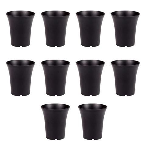 10 pièces en plastique noir Pots de fleurs jardinières maison intérieur extérieur bureau plantes succulentes Pots de plantation avec trou de Drainage ► Photo 1/6