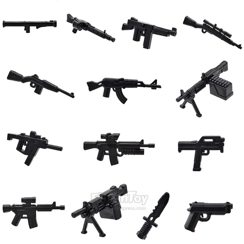 Bazooka – lot de 10 armes de la seconde guerre mondiale, M249 M1A1 AK47 M1 FMG9 M3, machines à carabines, MOC, briques de construction, jouets ► Photo 1/6