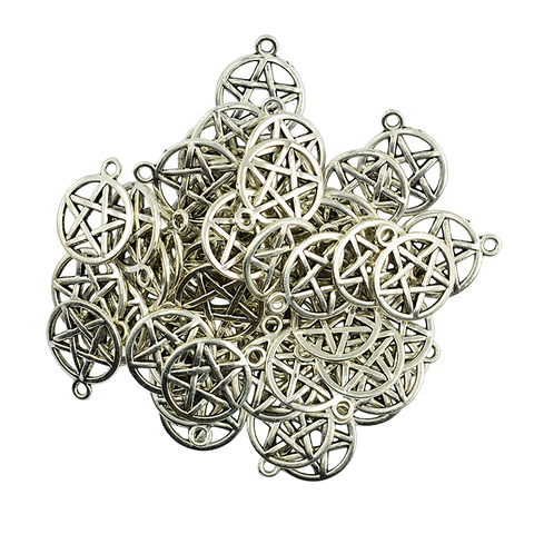 50 pièces alliage collier pendentif étoile ronde Pentacle breloques connecteurs à la main bijoux à bricoler soi-même artisanat ► Photo 1/6