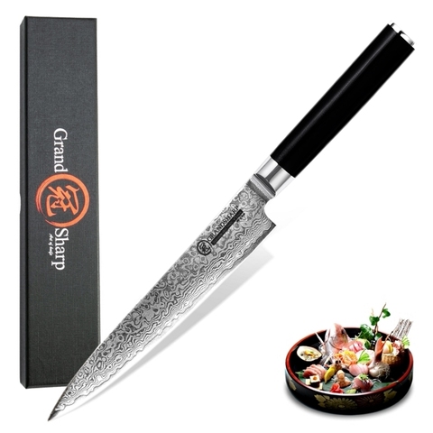 GRANDSHARP couteau de cuisine en acier damas, ustensile utilitaire de 5.9 pouces 67 couches vg10 couteaux de cuisine japonais en acier damas, couteau de Chef cadeau ► Photo 1/6