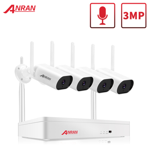 Kit vidéo de vidéosurveillance ANRAN 3MP Kit de caméra de sécurité sans fil 4CH NVR Vision nocturne système de caméra de Surveillance Wifi extérieur ► Photo 1/6