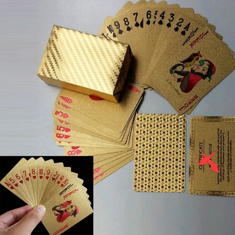 Jeu de cartes à jouer en or, jeu de cartes magique, jeu de poker étanche en feuille plastique, nouvelle collection ► Photo 1/3