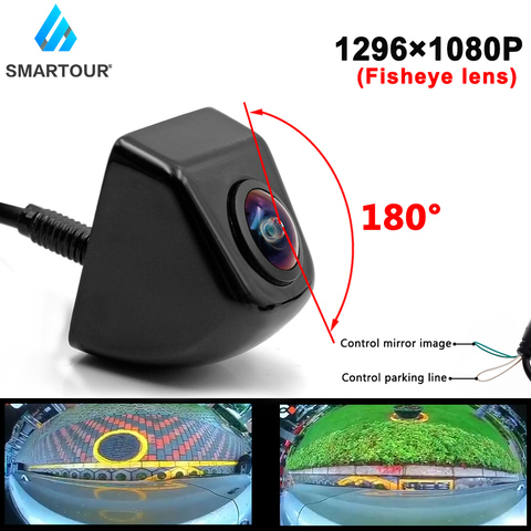CCD HD 180 degrés Fisheye lentille voiture caméra arrière/vue de face grand Angle noir métal inversion caméra de recul Vision nocturne 12V ► Photo 1/6