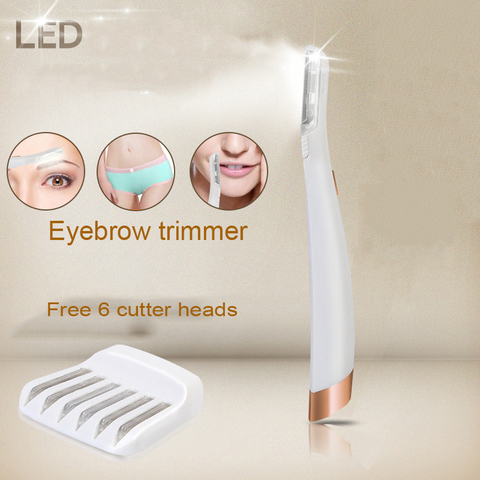 Mini outil de rasage pour femmes, rasoir Facial à éclairage LED, comprend 6 têtes de rechange ► Photo 1/6