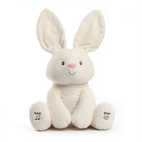 2022 chaud cache-cache éléphant et lapin électrique en peluche et en peluche jouets préscolaires avec des chansons anglaises oreille parler pour les tout-petits cadeau ► Photo 1/2