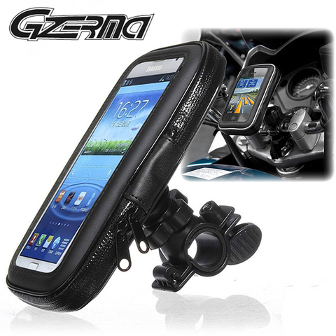 GZERMA universel vélo Support de téléphone pour Moto fermeture éclair imperméable à l'eau poche téléphone portable guidon montage Moto vélo Support Support sac ► Photo 1/6