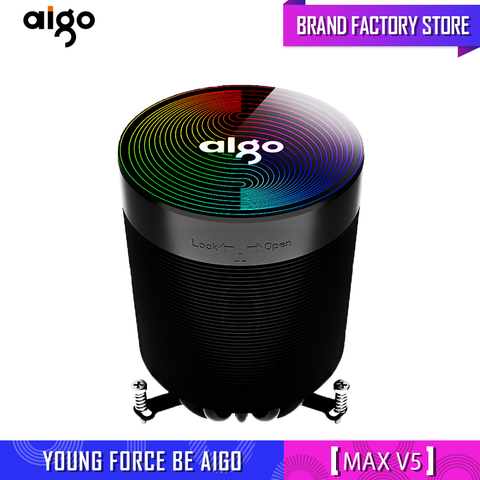 Aigo – refroidisseur de processeur aura sync 5, caloducs en cuivre pur, système de refroidissement de la tour de refroidissement CPU, 4 broches pwm led rgb radiateur AMD AM4 ► Photo 1/6