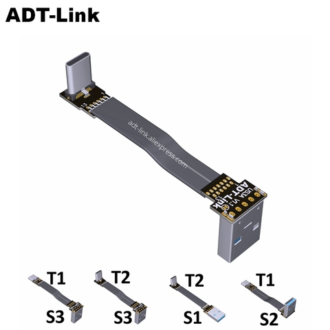 USB 3.0 type-a mâle vers USB3.1 type-c mâle haut/bas Angle USB données synchronisation et câble de Charge Type C cordon connecteur adaptateur FPC FPV plat ► Photo 1/6