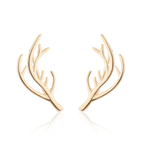 Or Cerf Antler Boucles D'oreilles Chanceux Cerf Wapiti Goujons Boucles D'oreilles De Noël Mode Noël Cadeau Bijoux Fête Oreille Accessoires ► Photo 1/6