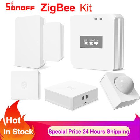 Kits de pont Sonoff Zigbee SNZB-01 à SNZB-04 interrupteur sans fil capteur de température et d'humidité capteur de mouvement sans fil porte/fenêtre ► Photo 1/6