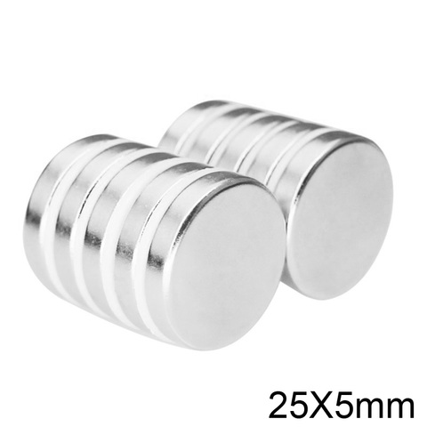 Aimants ronds en acier en vrac 25x5mm, disque magnétique en néodyme 25x5mm circulaire 25x5mm 1/2/5/10/20 pièces ► Photo 1/6