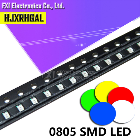 100 pièces 0805 SMD LED diodes lumière jaune rouge vert bleu blanc offre spéciale ► Photo 1/2