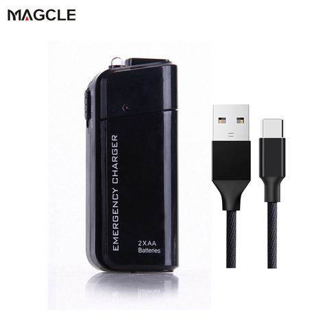 Livraison directe! Powerbank 2X AA batterie de secours USB batterie externe chargeur chargeur Portable pour téléphone + 2A câble ► Photo 1/5