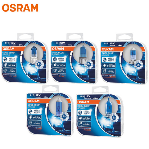 OSRAM H4 H3 H7 H1 H9 H11 9005 9006 HB3 HB4 lampes halogènes pour voitures antibrouillard phare 5000K 55W 12V Cool Blue Advance(2 pièces) ► Photo 1/1