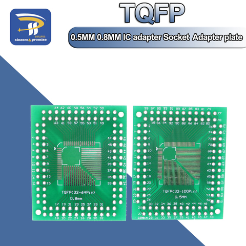 Adaptateur IC, 5 pièces, QFP/FQFP/LQFP TQFP 32 / TQFP44 / TQFP64 / TQFP80 TQFP100 0.5MM 0.8MM FR-4 MM, prise/plaque d'adaptation/PCB ► Photo 1/6