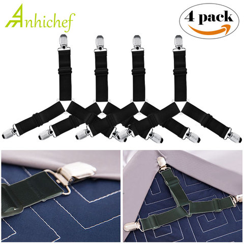 Pince élastique pour drap de lit, pince élastique, attache réglable pour drap de lit couverture antidérapante, accroche-matelas 4 pièces/ensemble ► Photo 1/6