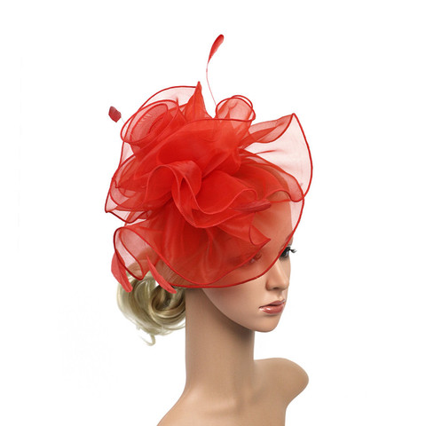 Grande fleur de la journée de la dame, pince à cheveux, chapeau, accessoires de fête de mariage, épingles à cheveux de mariée, couvre-chef, bijoux ► Photo 1/1