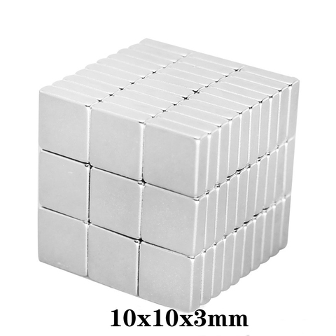 10 ~ 200 pièces 10x10x3mm Quadrate aimants puissants 10x10mm néodyme magnétique N35 10x10x3mm bloc fort aimant 10*10*3mm ► Photo 1/6