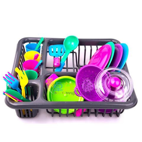 Jouets 28pc enfants cuisine plat Playset enfants cuisine vaisselle ensemble famille 28 pièces d'ustensiles de cuisine ► Photo 1/6