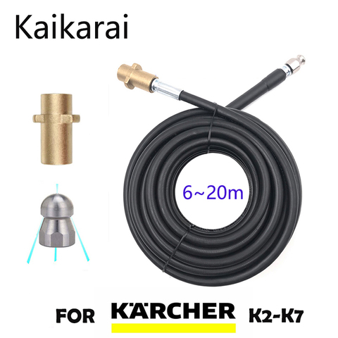 Pour karcher K2 K3 K4 K5 K6 K7 nettoyeur haute pression tuyau d'eau à haute pression avec buse de jet tuyau tuyau de nettoyage de l'eau de vidange d'égout ► Photo 1/6