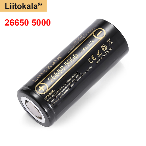 Haute capacité LiitoKala 26650 5000mah Li-ion batterie Rechargeable Lii-50A 3.7v 26650-50A batterie pour lampe de poche 20A nouvel emballage ► Photo 1/6