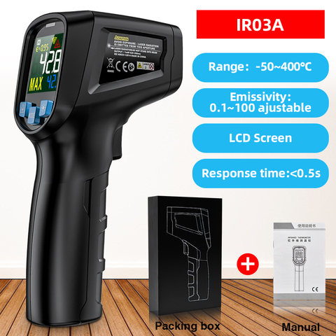 Thermomètre numérique à infrarouge-50 ~ 600c, pistolet de mesure de la température, Laser numérique LCD industriel extérieur, pyromètre IR ► Photo 1/6