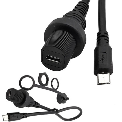 Câble Micro USB 2.0 étanche IP67, Extension 30cm, câble de connecteur Micro USB étanche, IP 67 5 broches ► Photo 1/6