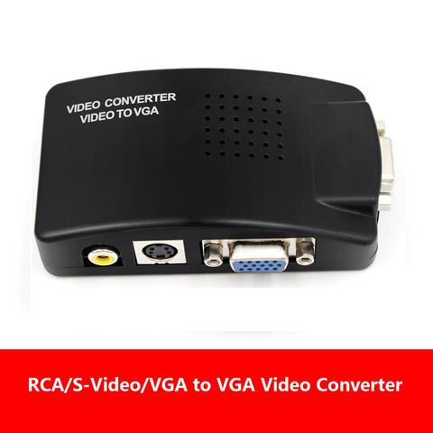 Convertisseur vidéo HD et Audio RCA/s-vidéo vers VGA, boîtier Composite TV vers PC, convertisseur grand écran pour DVD DVR VCR Moni ► Photo 1/6