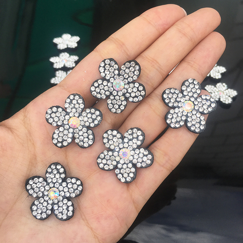 Patchs à coudre sur vêtements, 10 pièces, fleur mignonne AB avec des strass, pour robe, bricolage, application perlée, pull ► Photo 1/4