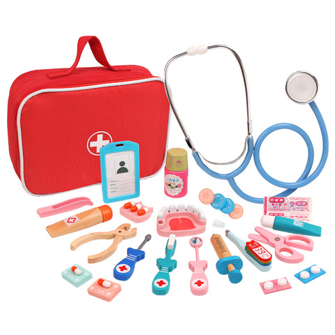 Coffret médical de Simulation en bois, jeu de rôle de médecin et de dentiste, jouets de Simulation éducatifs pour enfants, cadeaux pour filles et garçons ► Photo 1/6