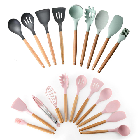 Silicone manche en bois tourneur cuillère à soupe spatule brosse grattoir pâtes oeuf batteur antiadhésif casserole cuisine outils de cuisine ustensiles de cuisine ► Photo 1/6