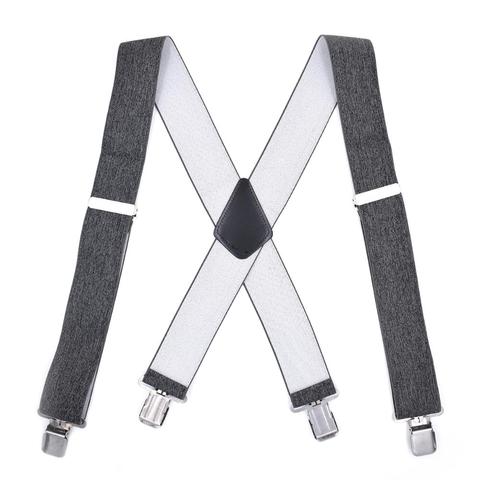 Bretelles robustes grande taille bretelles adultes hommes pantalons pantalon X dos réglable élastique pince sur bretelles ceintures 5.0cm ► Photo 1/6