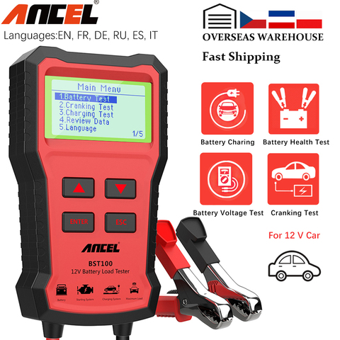 ANCEL BST100 testeur de batterie de voiture chargeur analyseur 12V 2000CCA tension batterie Test testeur de batterie de voiture charge Cricut outils de charge ► Photo 1/6